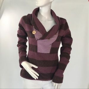 Prana Maroon Purple Striped Pullover Sweater Small